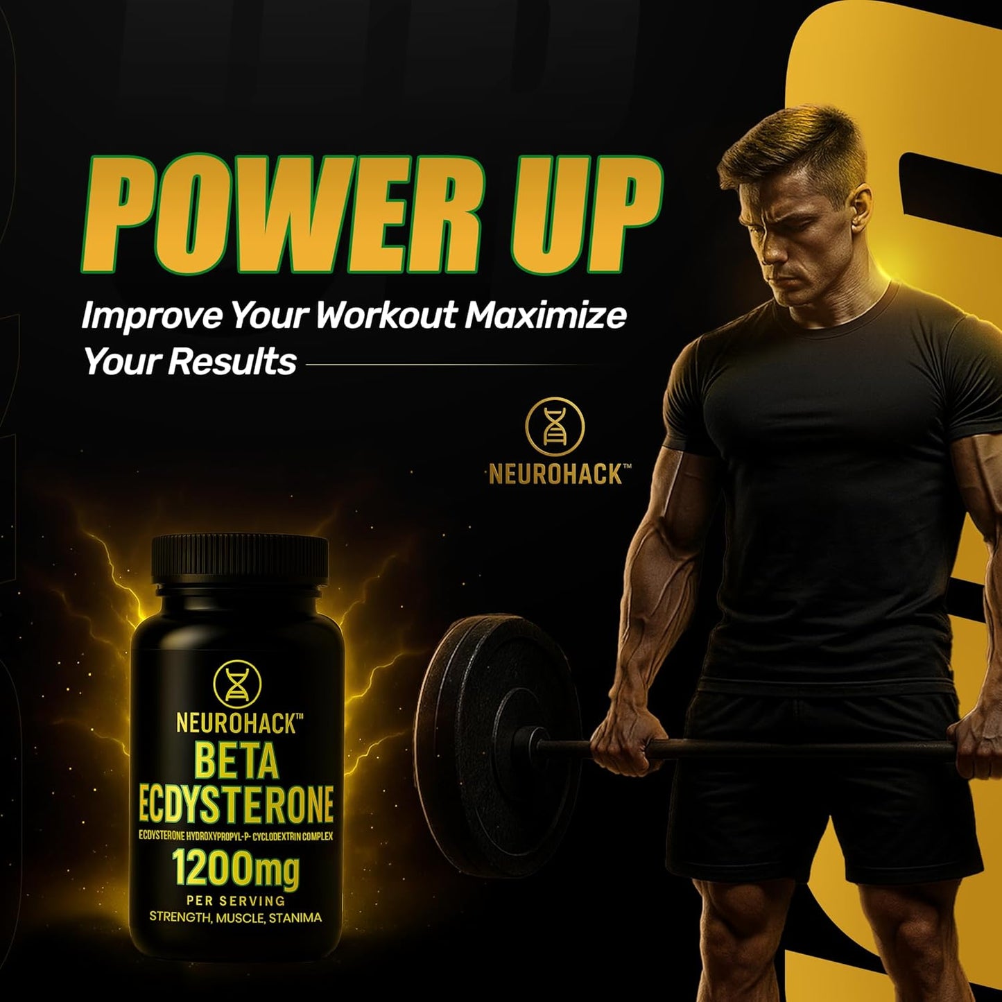 Beta Ecdysterone Supplement 1200mg | 98% Maximum Purity Ecdysterone for Lean Muscle Growth, Strength & Performance | Natural Anabolic Muscle Builder | Vegan | 60 Capsules – 30 Day Supply