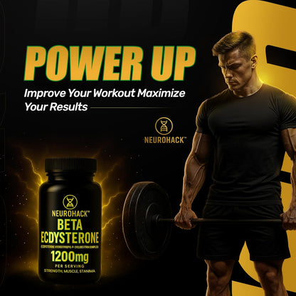 Beta Ecdysterone Supplement 1200mg | 98% Maximum Purity Ecdysterone for Lean Muscle Growth, Strength & Performance | Natural Anabolic Muscle Builder | Vegan | 60 Capsules – 30 Day Supply