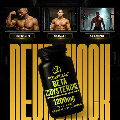 Beta Ecdysterone Supplement 1200mg | 98% Maximum Purity Ecdysterone for Lean Muscle Growth, Strength & Performance | Natural Anabolic Muscle Builder | Vegan | 60 Capsules – 30 Day Supply