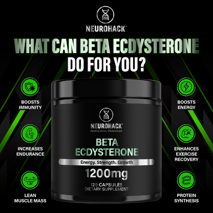 Beta Ecdysterone Supplement 1200mg | 98% Maximum Purity | Vegan | 120 Capsules – 60 Day Supply