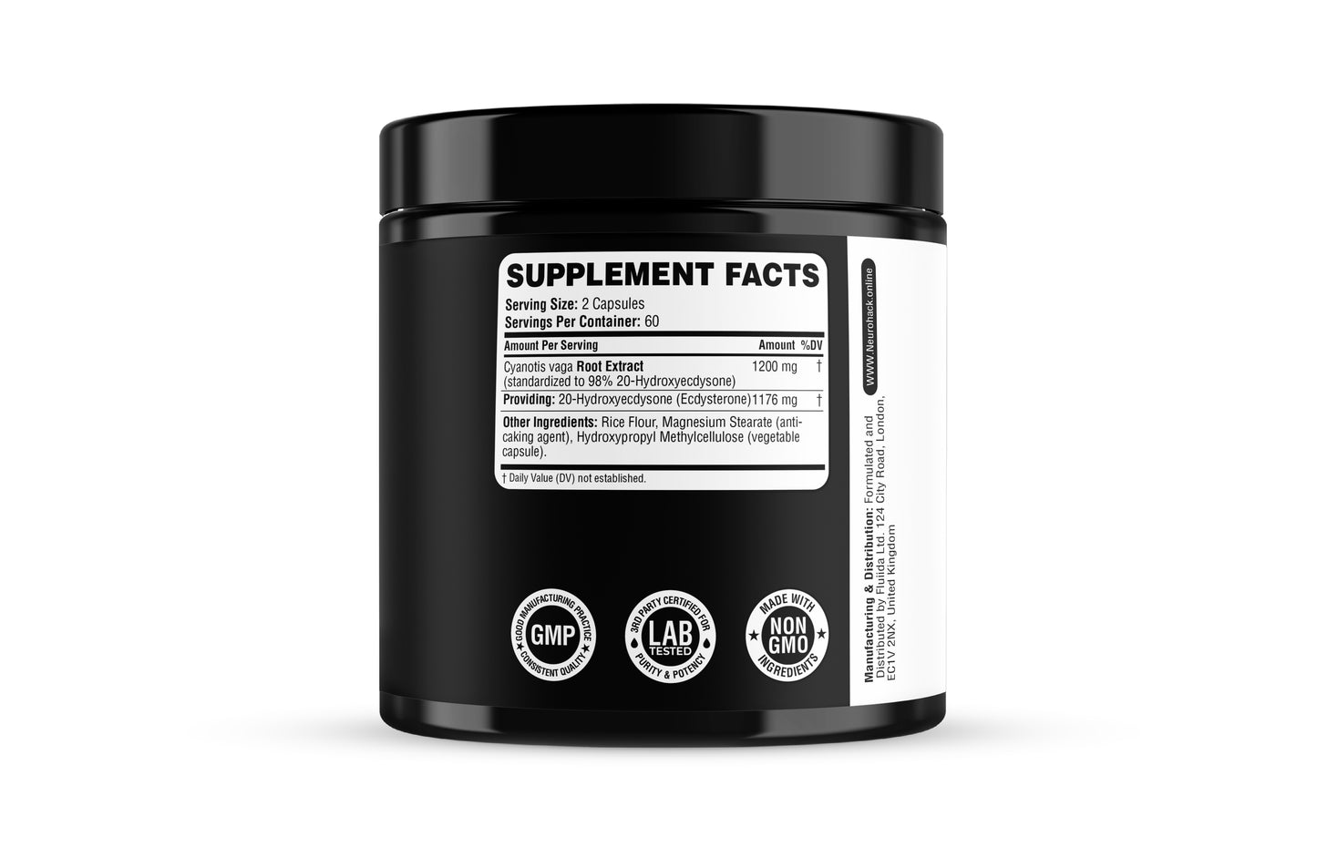 Beta Ecdysterone Supplement 1200mg | 98% Maximum Purity | Vegan | 120 Capsules – 60 Day Supply